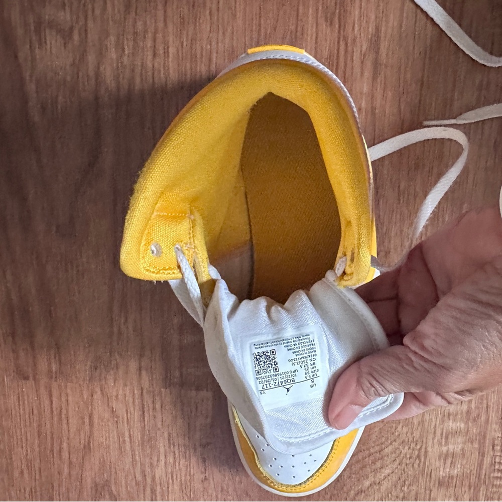 Nike Air Jordan White University Gold High-Top Sneakers - Picture 13 of 14